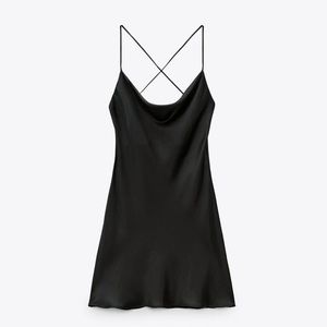 BLACK SHORT SATIN EFFECT DRESS FROM ZARA